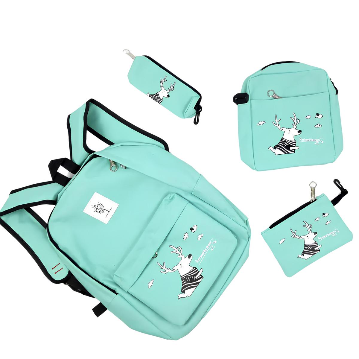 Набір 4в1 рюкзак/сумка/косметичка/пенал Бірюзовий (29164462) - фото 2