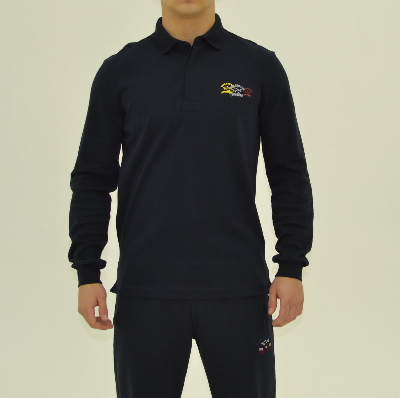 Поло мужское с длинным рукавом Paul & Shark PS-12809 Dark Blue L