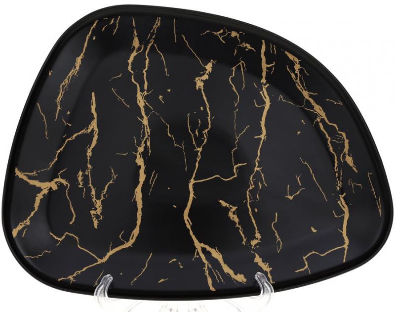 Блюдо фарфоровое Мраморная Роскошь 30,5х24х2 см Черный/Золотой (32326396)