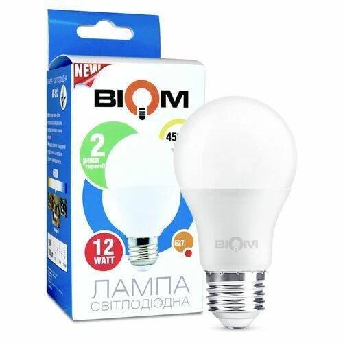 Світлодіодна лампа-куля матова Biom BT-512 A60 12W E27 4500К (27829773)