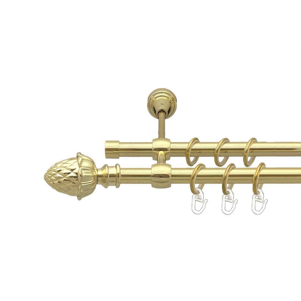 Карниз Orvit Цинара двухрядный гладкий 16/16 мм 240 см Золотой (00-00014465)