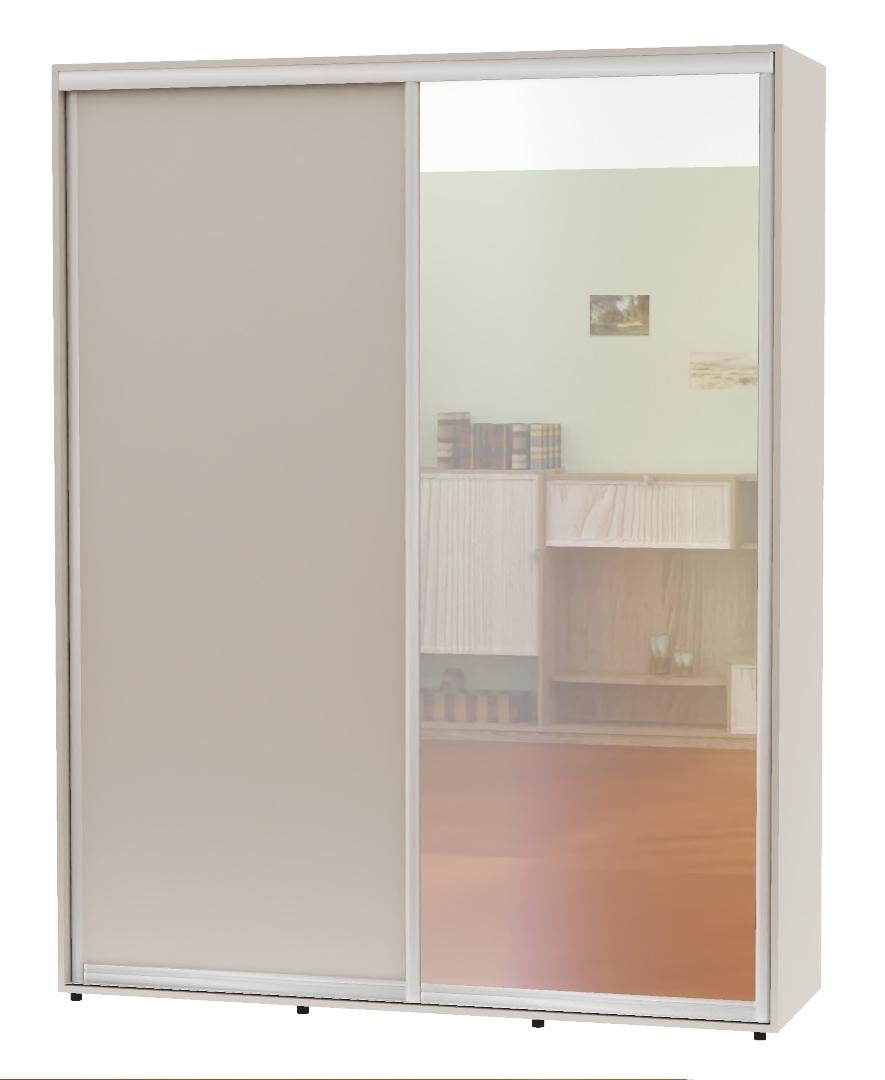 Шкаф-купе двухдверный Алекса ДСП/Зеркало 180х60х230 см Кашемир