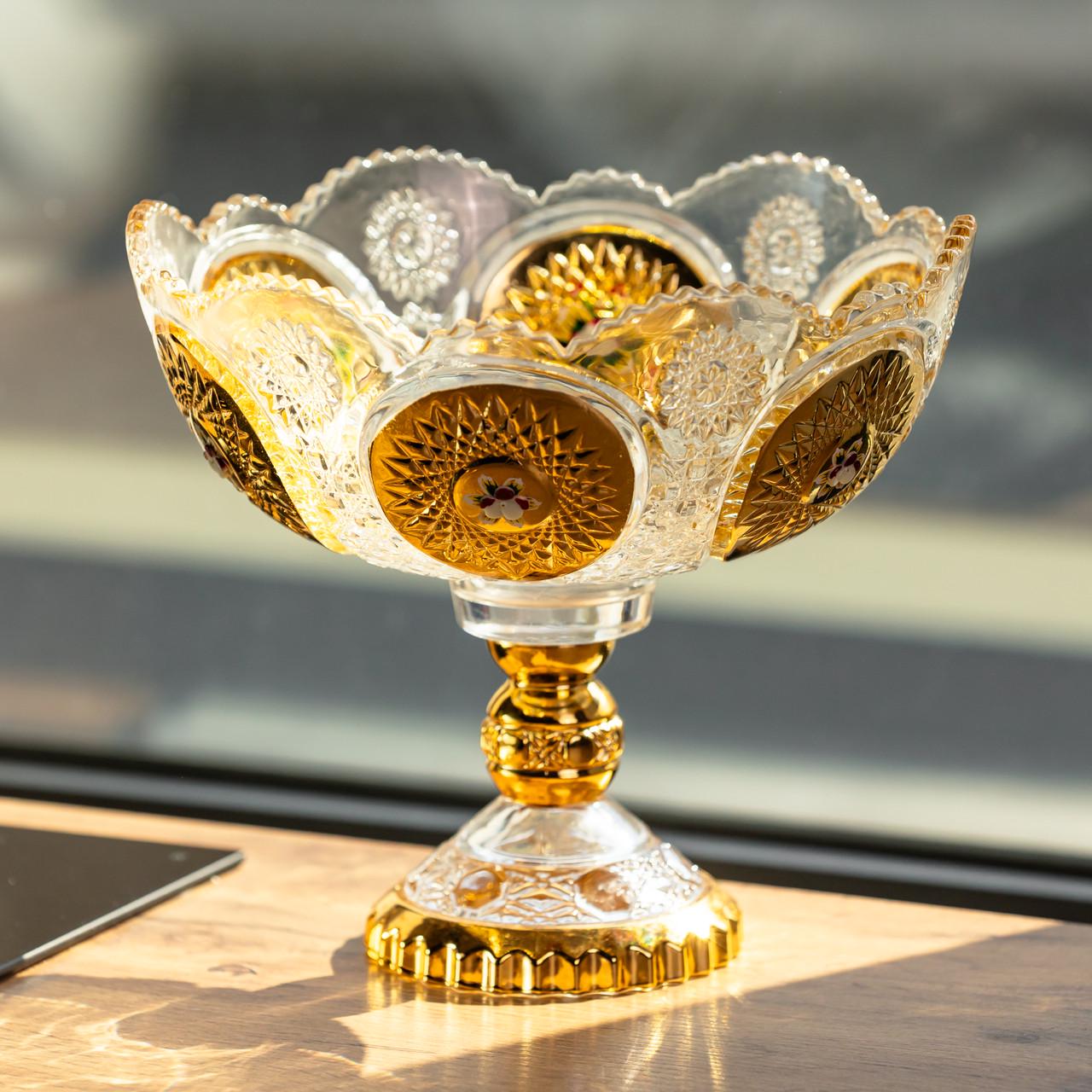 Ваза для фруктов стеклянная Gold Glass 22 см (HP-34-140)