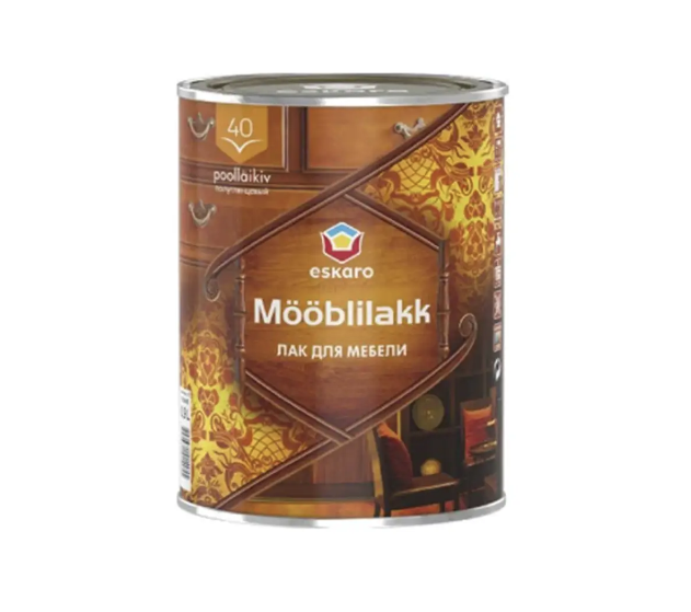 Лак акриловый полуглянцевый для мебели Eskaro MOBLILAKK 40 0,9 л (1702042478) Лак акриловый полуглянцевый для мебели Eskaro MOBLILAKK 40 0,9 л (1702042478)