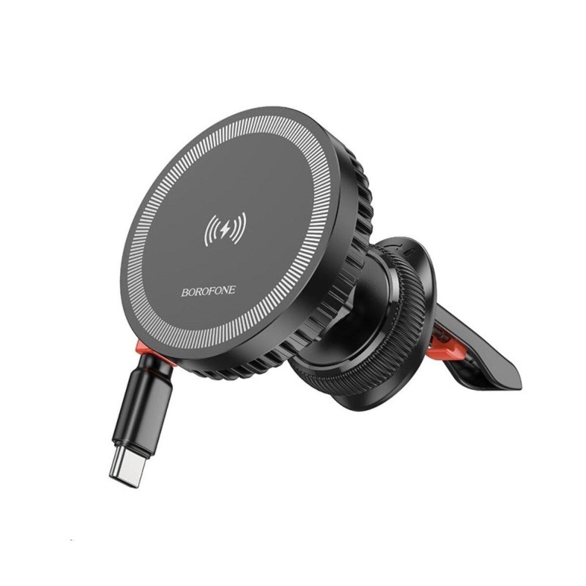 Тримач для телефону в машину Borofone BH207 Mona retractable magnetic wireless fast charging car holder Black (18253675)