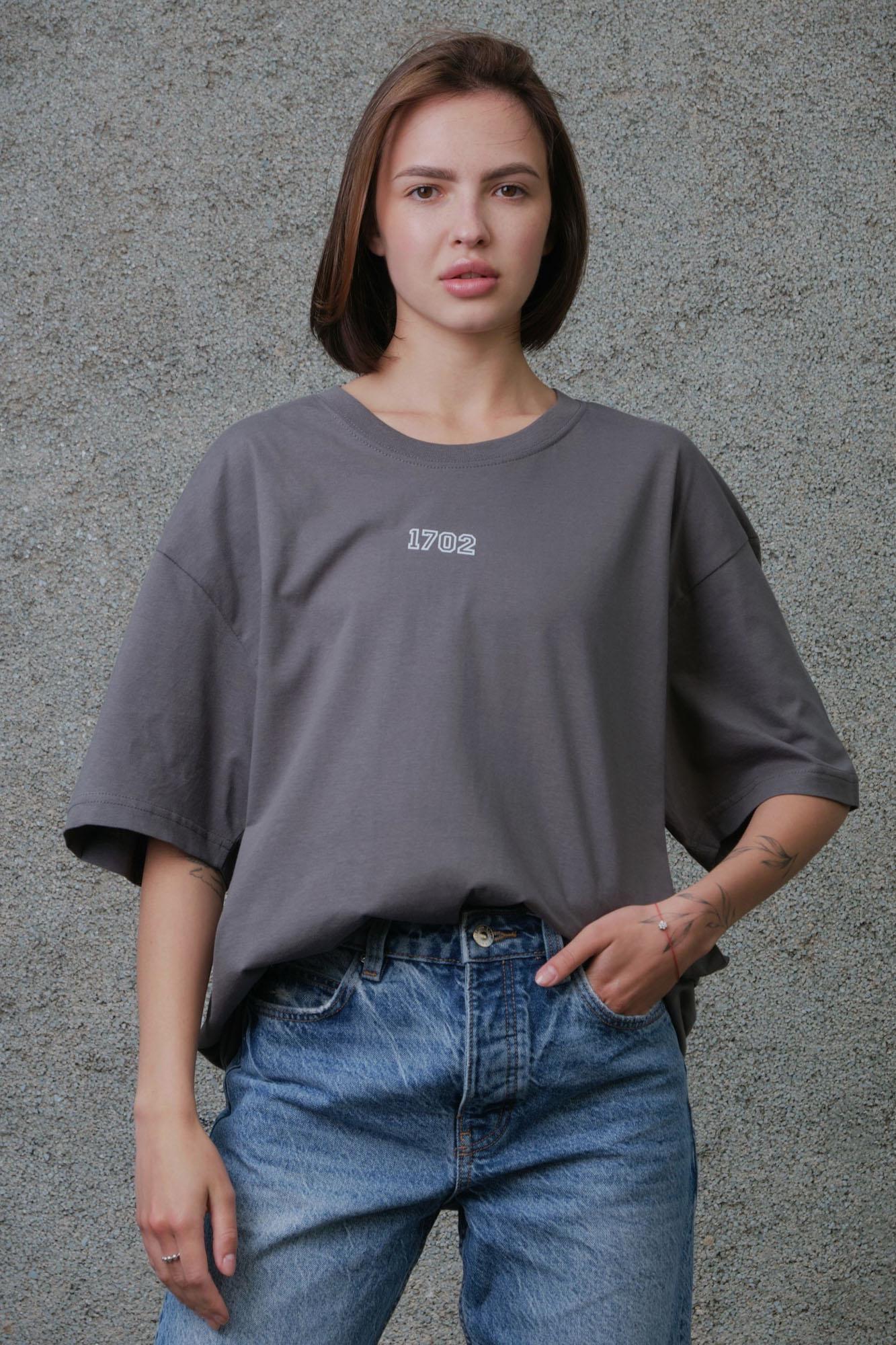 Футболка женская оверсайз Without 1702 L/XL Dark Gray (L8049315) - фото 1