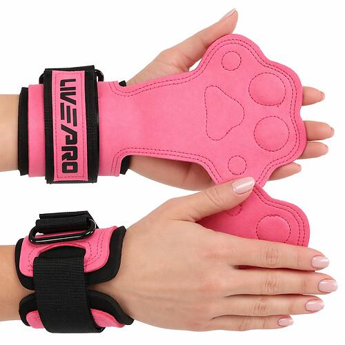 Накладки для подтягиваний и тяги LiveUp WEIGHT LIFTING WRIST WRAPS LP8757 160 г Розово-черный