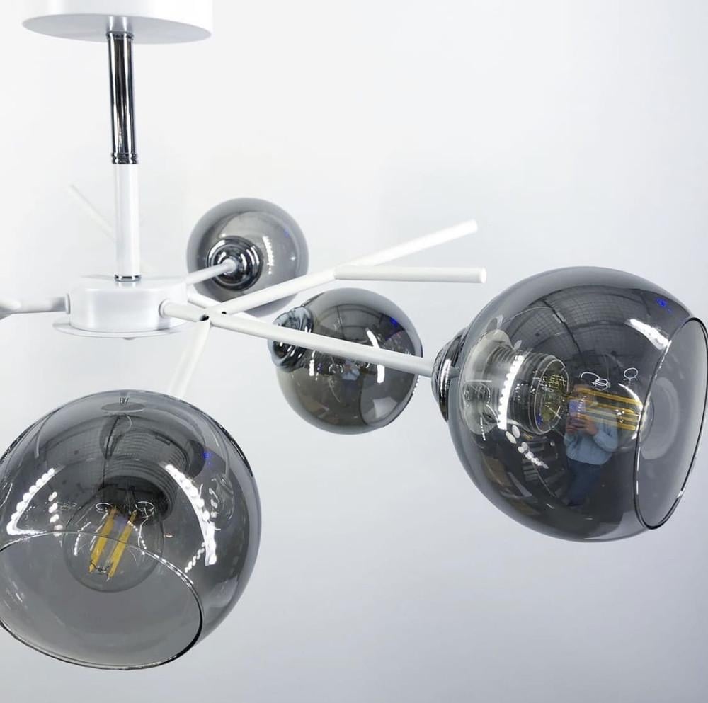 Люстра стельова на 8 графітових плафонів Білий (088/8 WT) - фото 2 Люстра стельова на 8 графітових плафонів Білий (088/8 WT) - фото 2