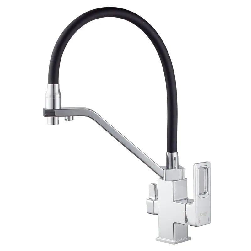 Смеситель для кухни KOER KB-72009-01 с выходом для питьевой воды Хром/Черный (KR5006)