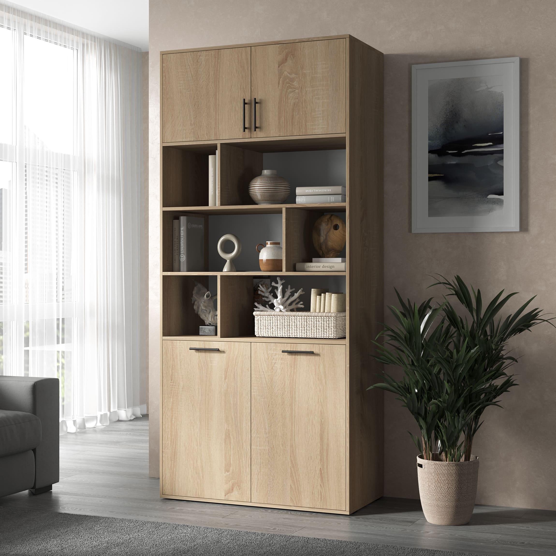 Шафа-стелаж з дверцятами та відкритими полицями Дуб Сонома (380584)