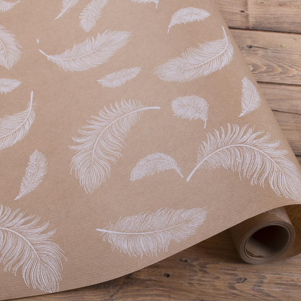 Подарочная бумага Перья белые 10 м (468-260) Подарочная бумага Перья белые 10 м (468-260)
