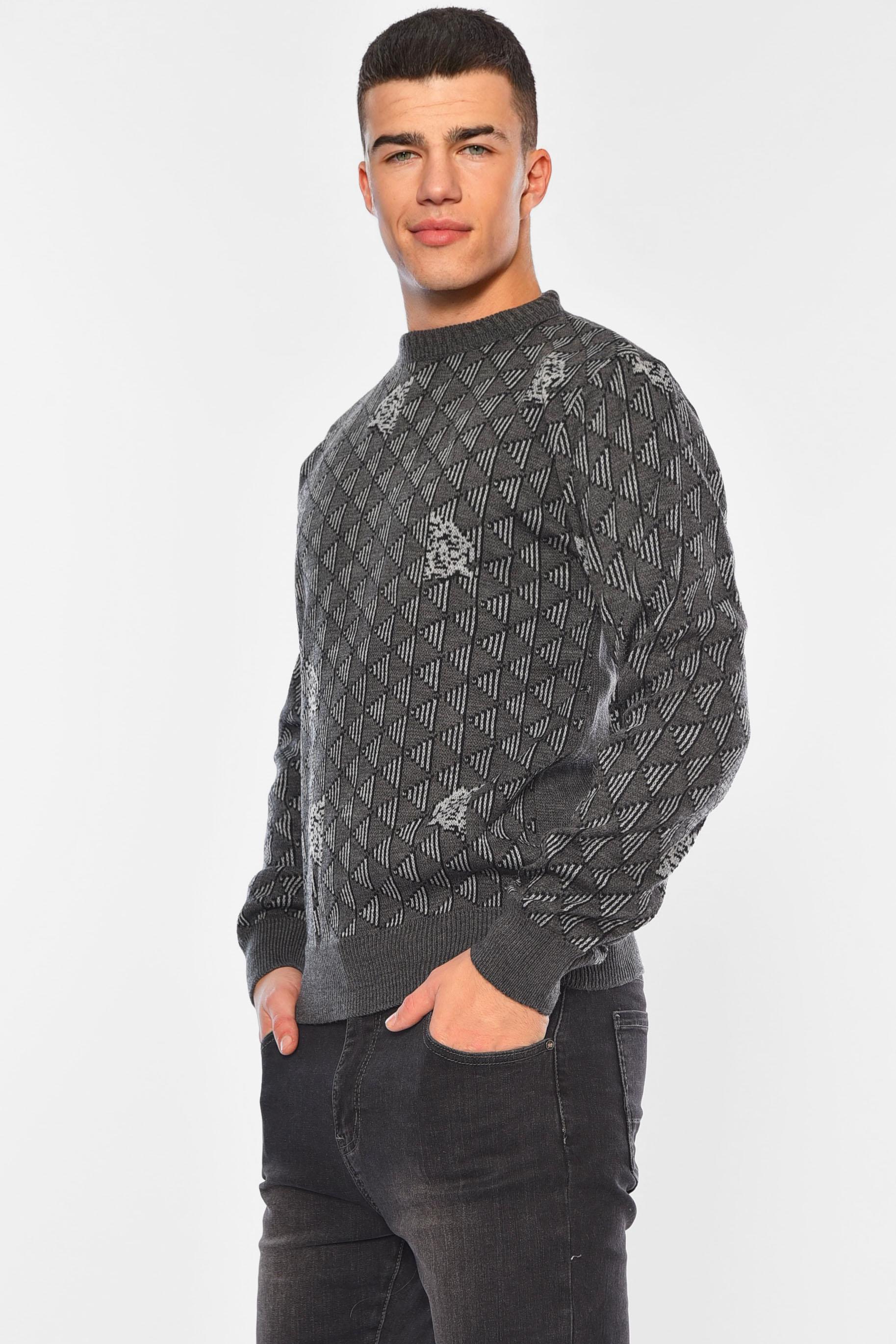 Светр чоловічий однотонний M Сірий (194517) - фото 2 Светр чоловічий однотонний M Сірий (194517) - фото 2