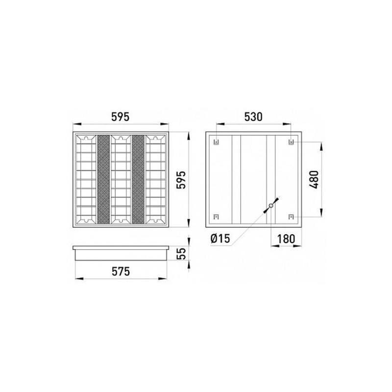 Світильник розтровий люмінесцентний E.NEXT e.lum.raster.flush.3.14.el 3х14W 230V IP20 595х595х55 мм з баластом лампа Т5 вбудовується (l001200) - фото 2 Світильник розтровий люмінесцентний E.NEXT e.lum.raster.flush.3.14.el 3х14W 230V IP20 595х595х55 мм з баластом лампа Т5 вбудовується (l001200) - фото 2