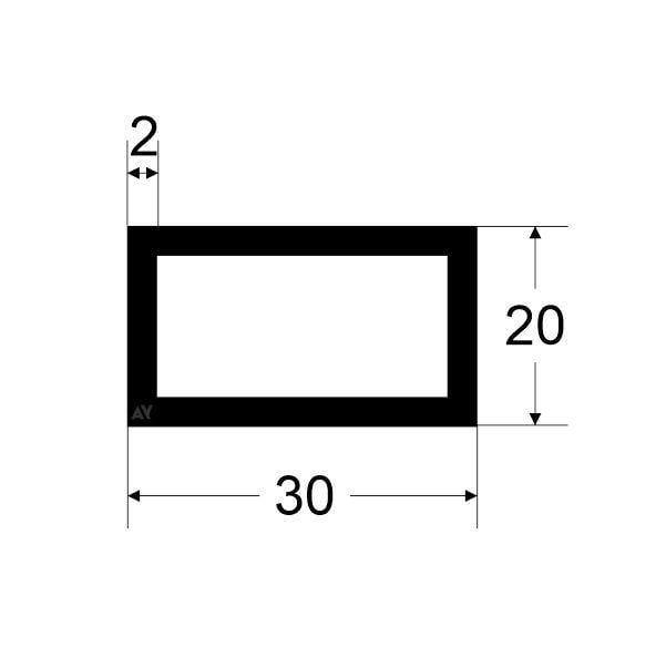 Труби алюмінієві анодовані 30х20х2 мм (060130) - фото 2