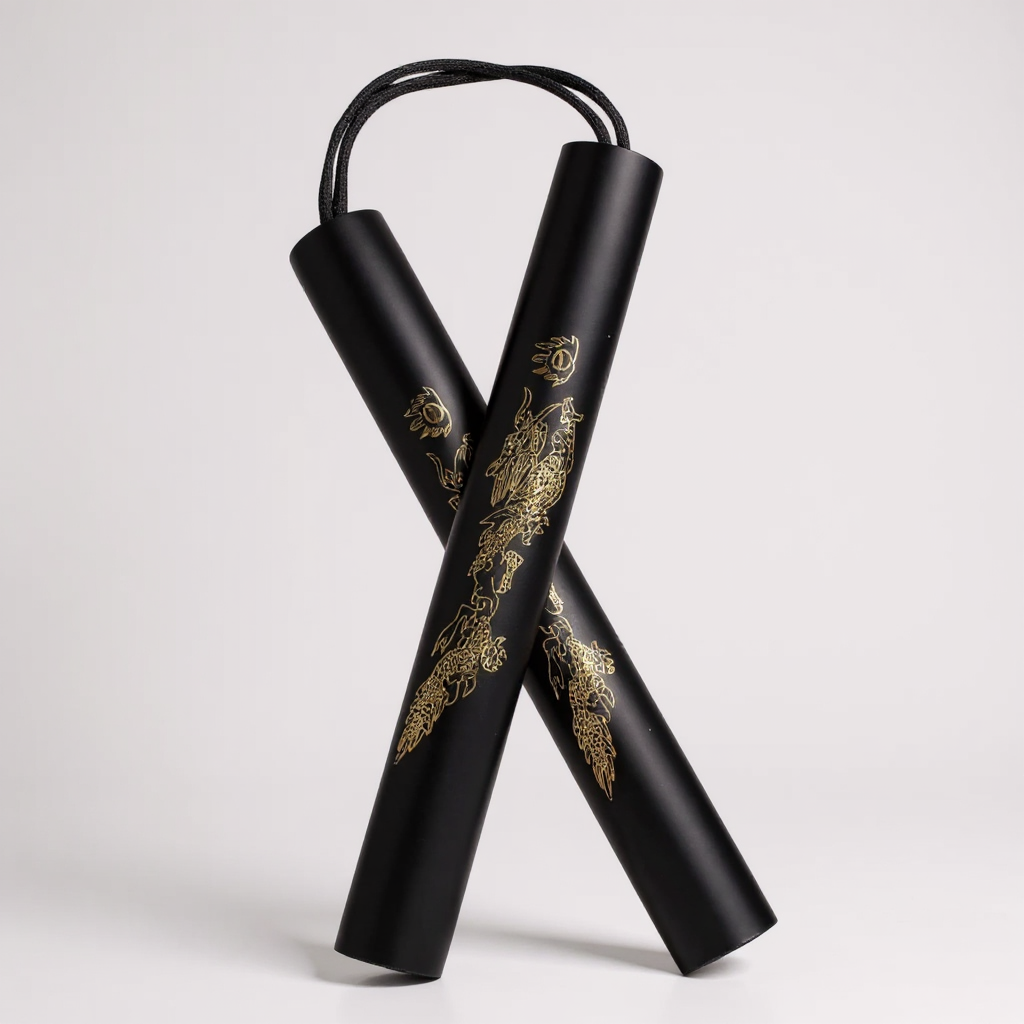 Нунчаки тренировочные Univerza Дракон со шнуром неопреновым покрытием для начинающих Черный - фото 1 Нунчаки тренировочные Univerza Дракон со шнуром неопреновым покрытием для начинающих Черный - фото 1