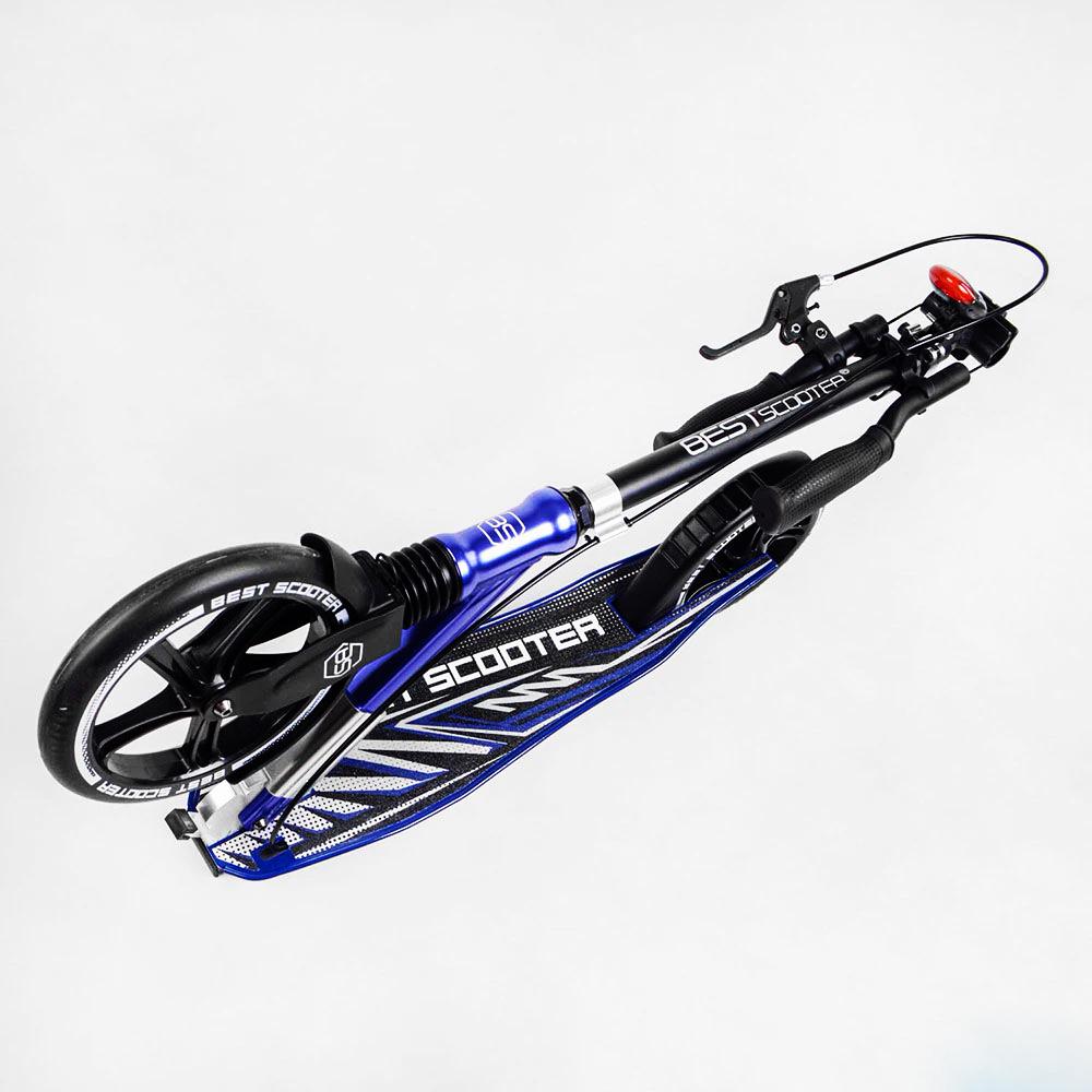 Самокат двоколісний складаний Best Scooter ліхтарик амортизатор Black/Dark Blue (113218) - фото 8