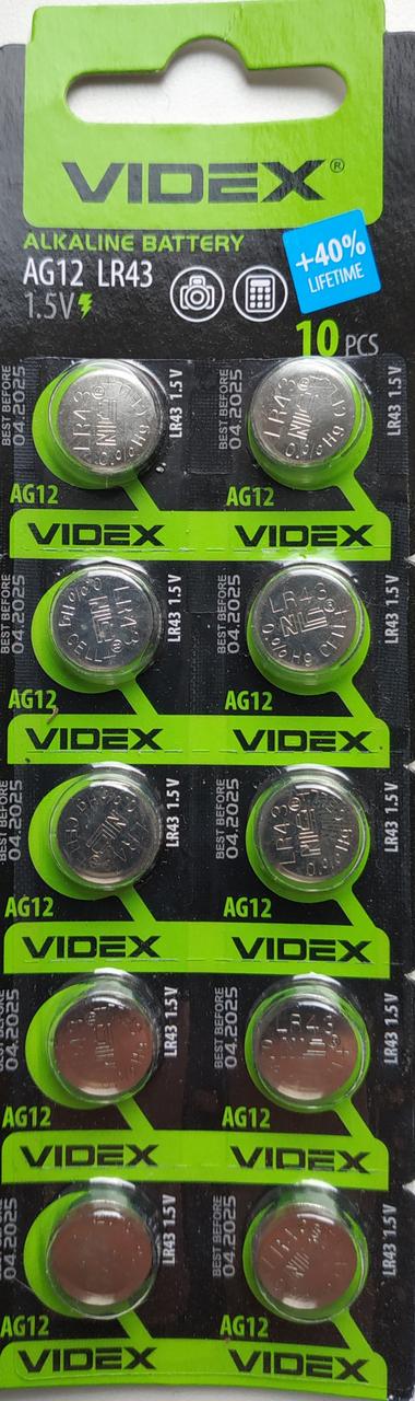 Батарейка Videx AG12/LR43/G12/LR43/186/GP86A/386/SR43W