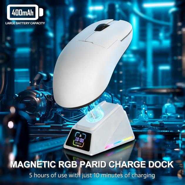 Мышь беспроводная Ajazz Aj159 Apex PixArt PAW3950 White - фото 2 Мышь беспроводная Ajazz Aj159 Apex PixArt PAW3950 White - фото 2