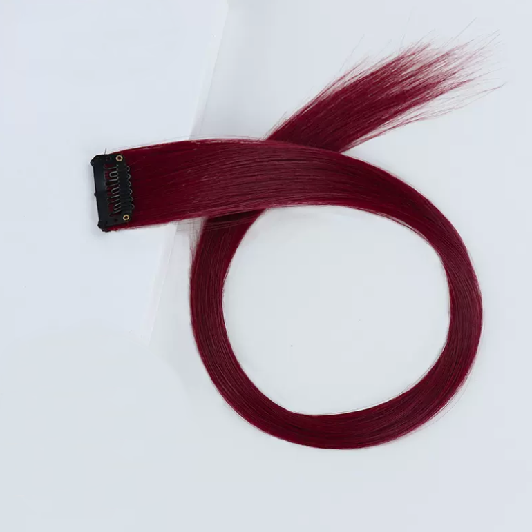 Декоративная прядь волос однотонная на заколке 50 см Бордовый (M4-8-1196-БОР)