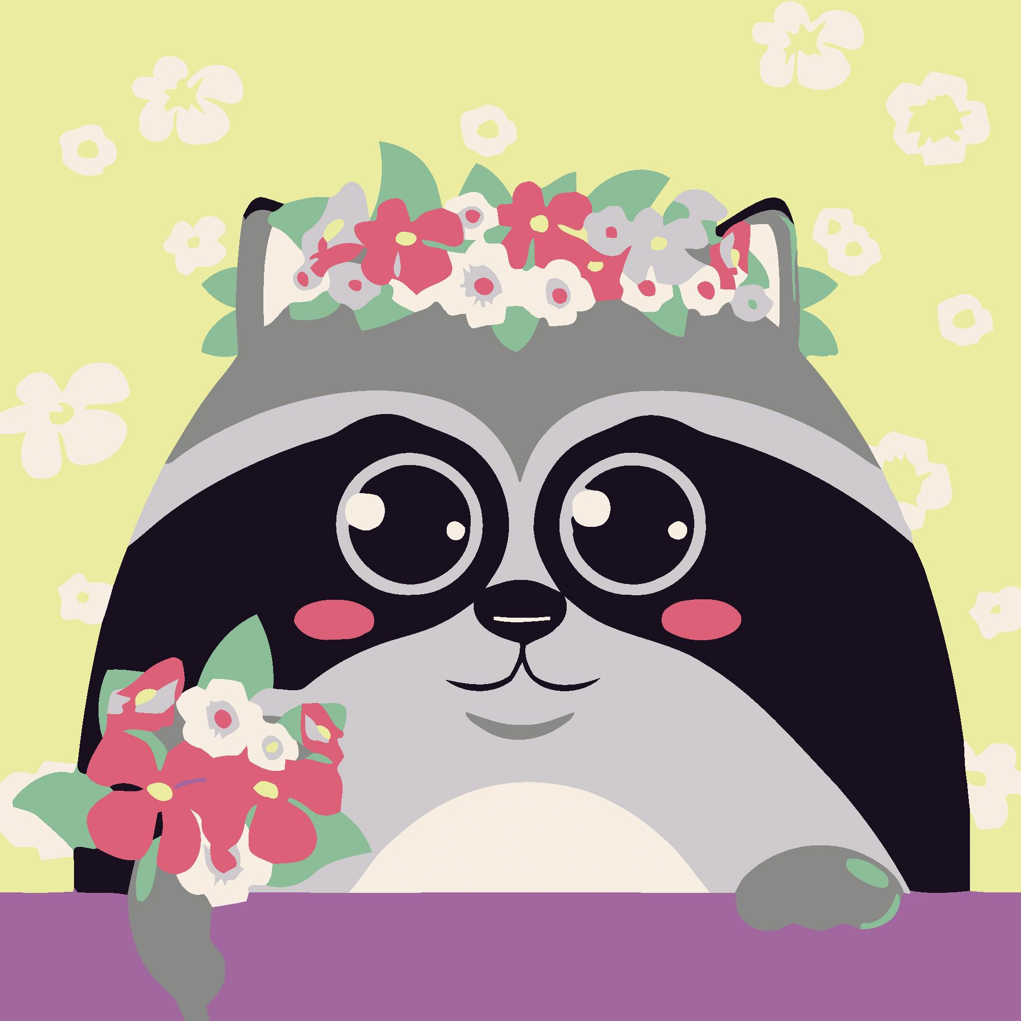 Картина по номерам Strateg Весенний енотик 20x20 см (Str-HH7068)