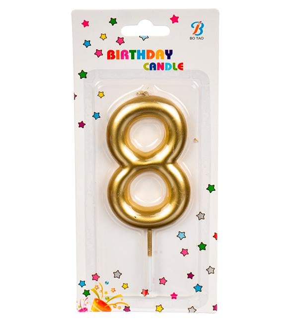 Свічки цифри в торт 8 Gold (40108)