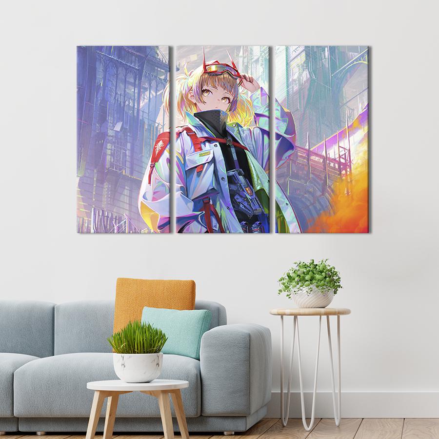 Модульна картина триптих Стильна дівчина аніме 156х100 см (677-31)