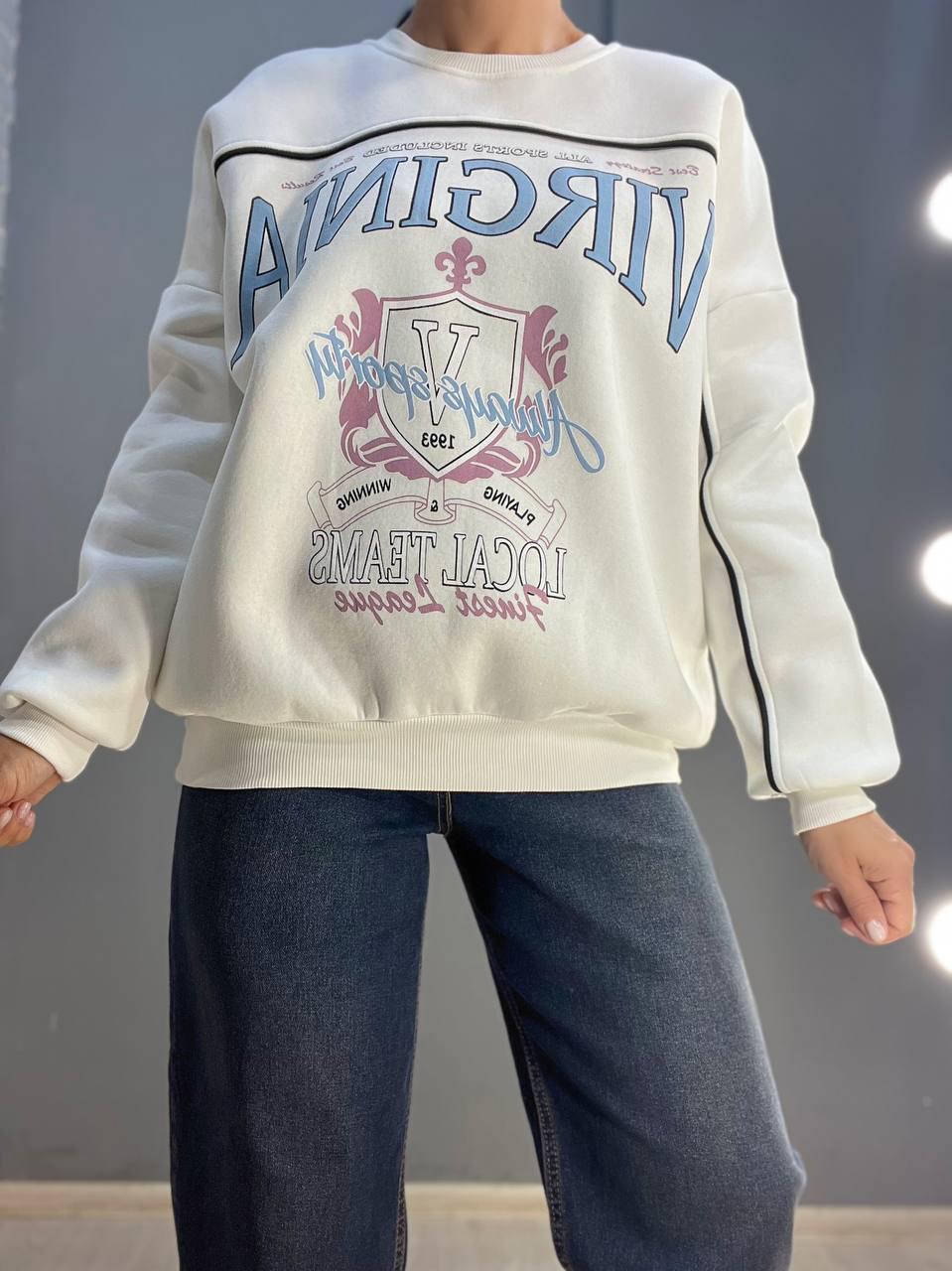 Світшот жіночий OLIVIA 2468 VIRGINIA утеплений на флісі OS Білий (1110) - фото 2