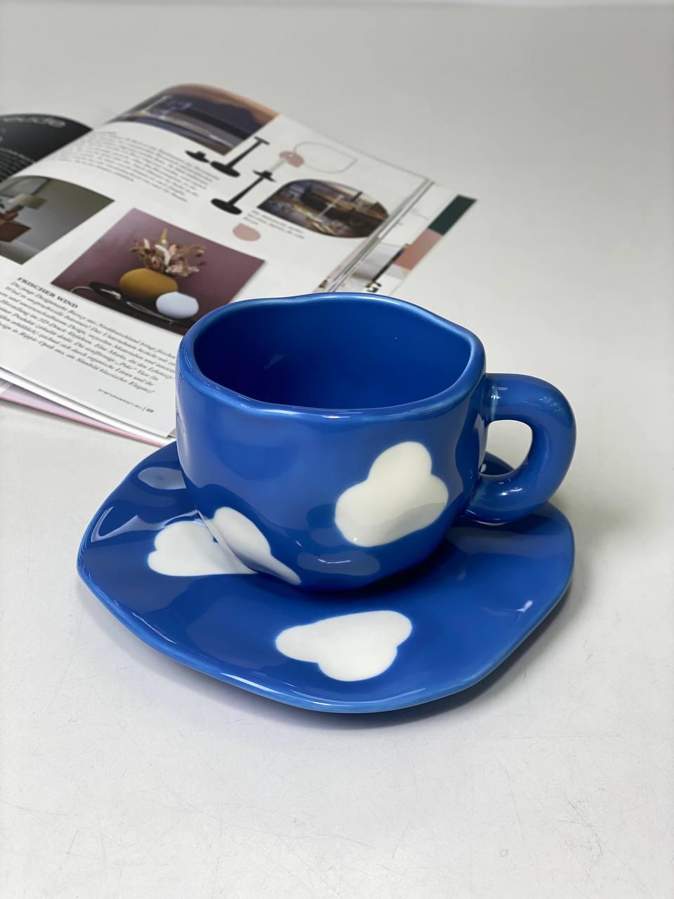 Керамическая чашка с блюдцем 290 мл Белое облако (902) - фото 3 Керамическая чашка с блюдцем 290 мл Белое облако (902) - фото 3