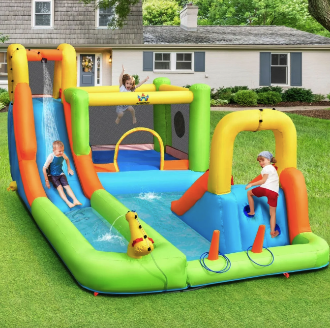 Надувной водный детский центр Costway Park Bounce House с горкой (без вентилятора)