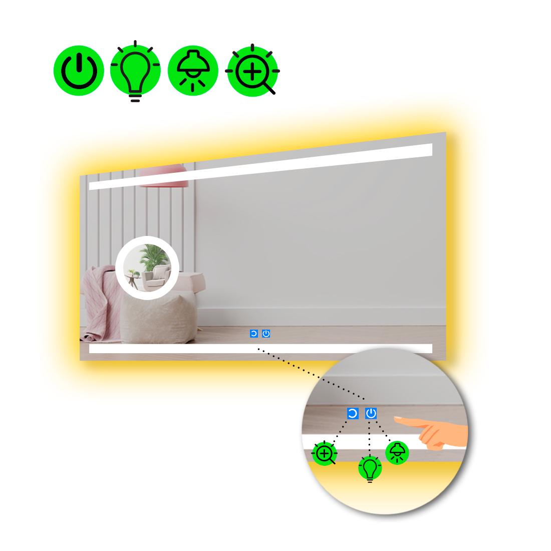 Зеркало с LED подсветкой Anita с двумя сенсорами и линзой без подсветки 110x70 см (8776505)