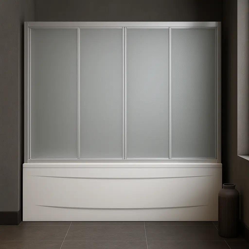 Штора для ванної KO&PO F150S чотирьохсекційна розсувна матове скло 150х140 см - фото 2 Штора для ванної KO&PO F150S чотирьохсекційна розсувна матове скло 150х140 см - фото 2