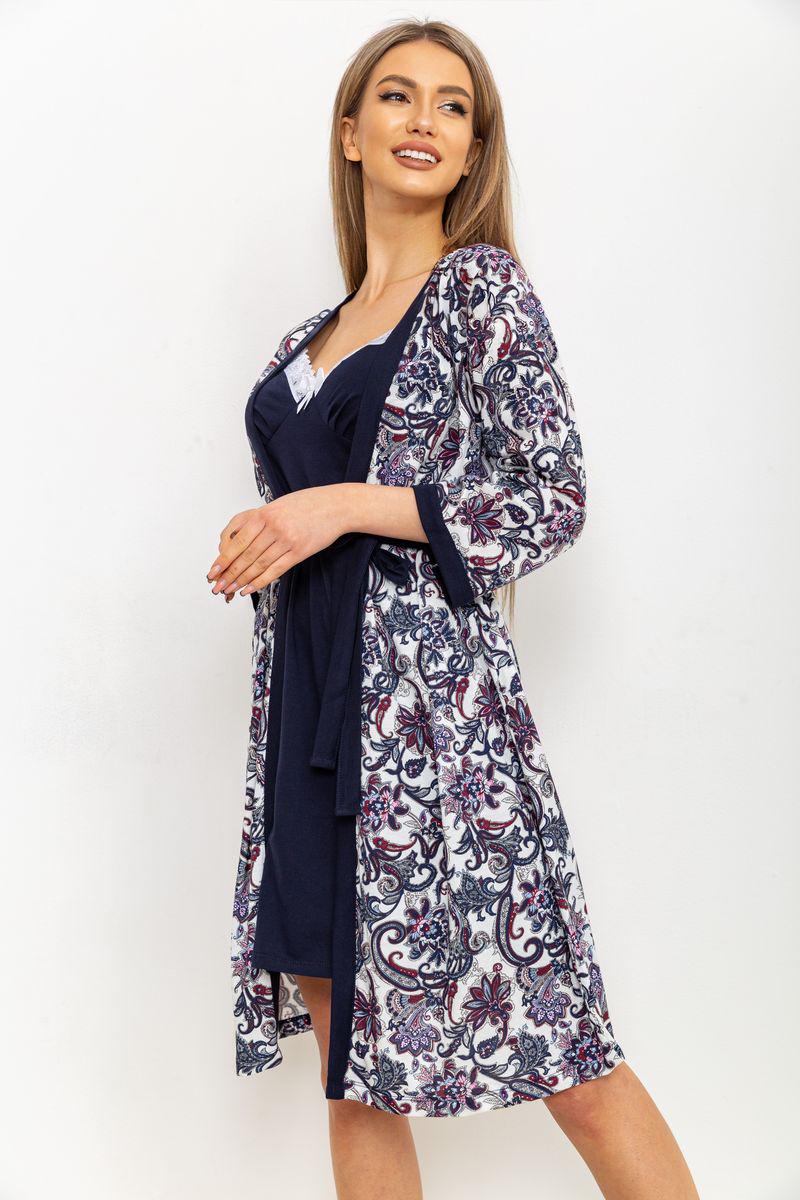 Нічна сорочка з халатом Ager 219RX-801 4XL Синьо-білий (9622483) - фото 4