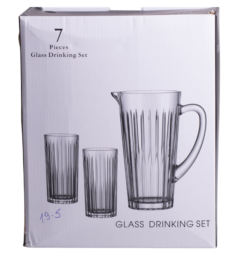 Набор из толстого стекла кувшин и стаканов 6 шт. Прозрачный - фото 7