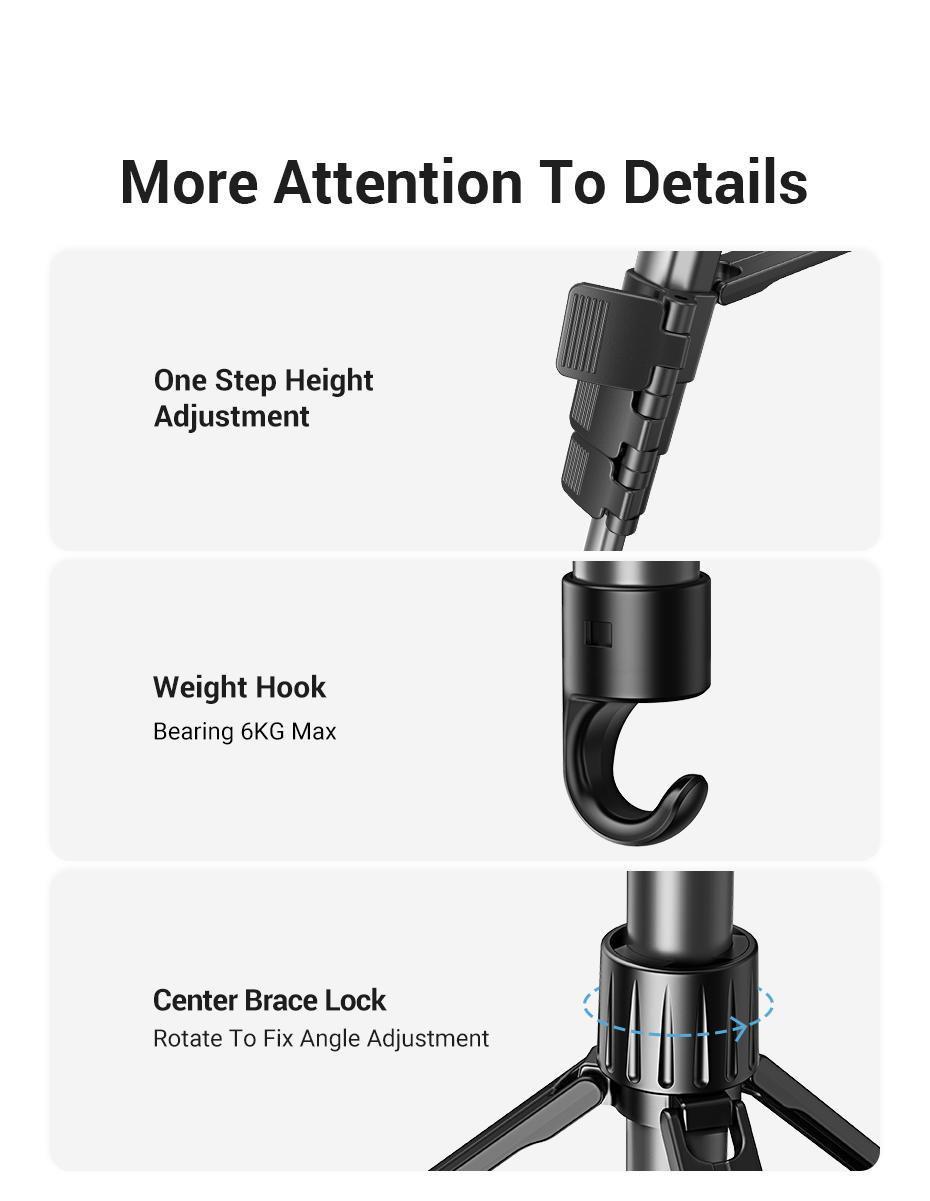 Трипод профессиональный UGREEN 53.5-175 см до 5 кг 360° Черный (15187) - фото 15 Трипод профессиональный UGREEN 53.5-175 см до 5 кг 360° Черный (15187) - фото 15