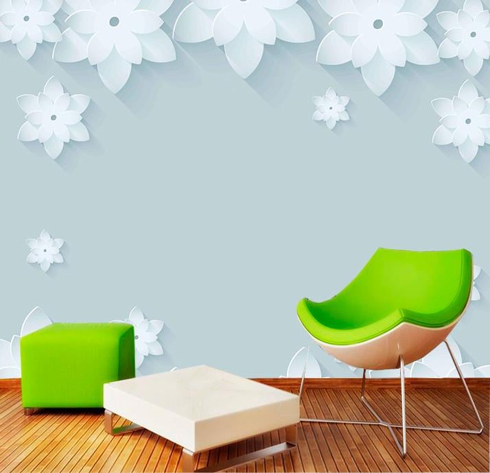 Фотообои 3D флизелиновые цветочные для спальни/зала/кухни Белые воздушные цветы