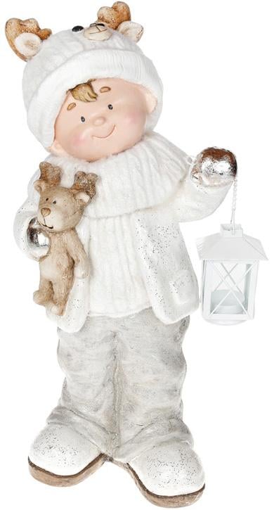 Фигура Малыш в белой шапке с оленем керамическая 51,5 см (BD-711-339)