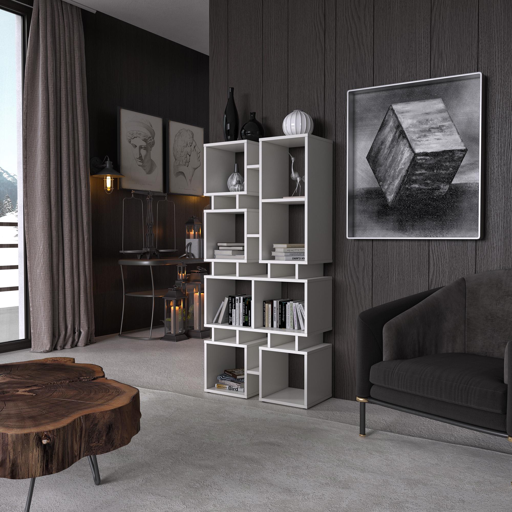 Стеллаж-полки для книг и декора на 8 ячеек 680x1447x300 мм Белый (mst-18-wh) - фото 1 Стеллаж-полки для книг и декора на 8 ячеек 680x1447x300 мм Белый (mst-18-wh) - фото 1