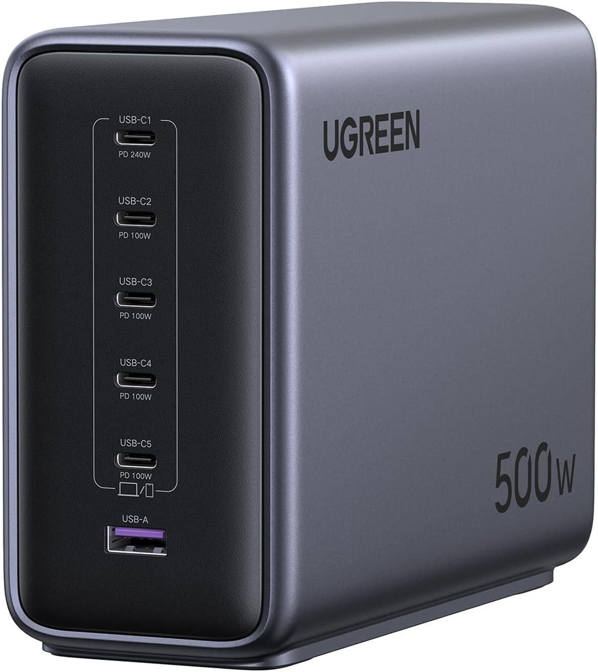 Зарядное устройство для телефонов UGREEN X759 Nexode 6-Port 500W GaN Desktop Fast Charger Grey (55550)