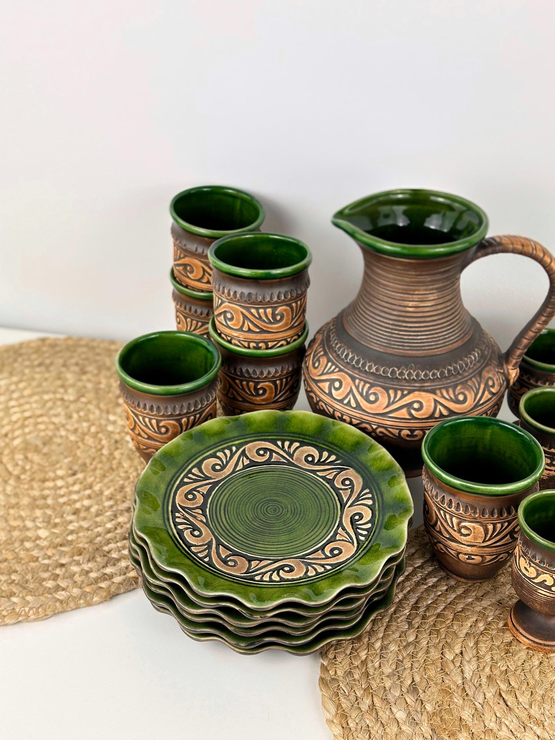 Набор глиняной посуды для сервировки стола на 6 человек Гражда Коричневый (17019-6) - фото 3 Набор глиняной посуды для сервировки стола на 6 человек Гражда Коричневый (17019-6) - фото 3