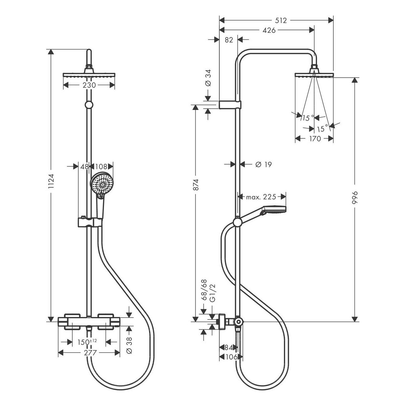 Душевая система с термостатом Hansgrohe VERNIS SHAPE 26286670 Черный (112553) - фото 4