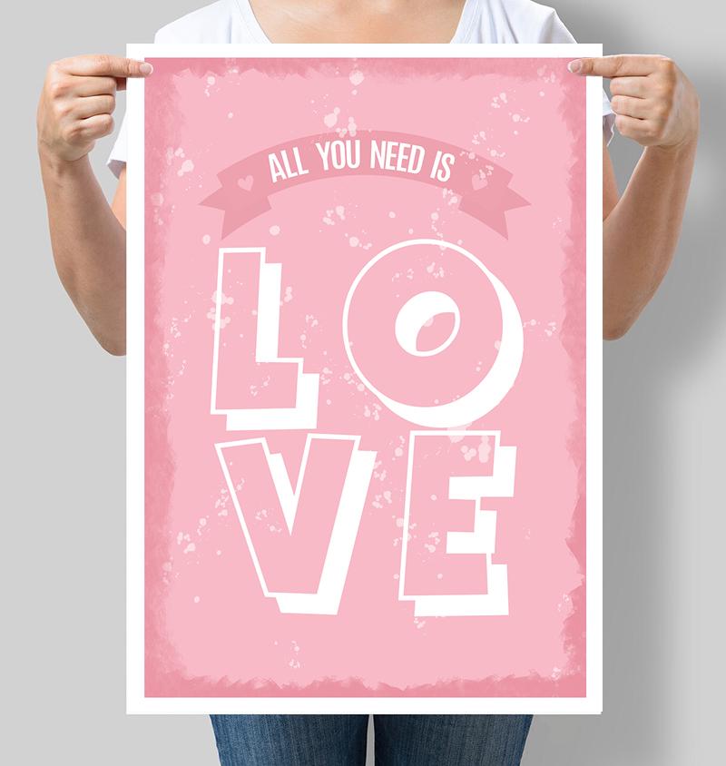 Постер "All you need is Love" 42х60 см (М071)
