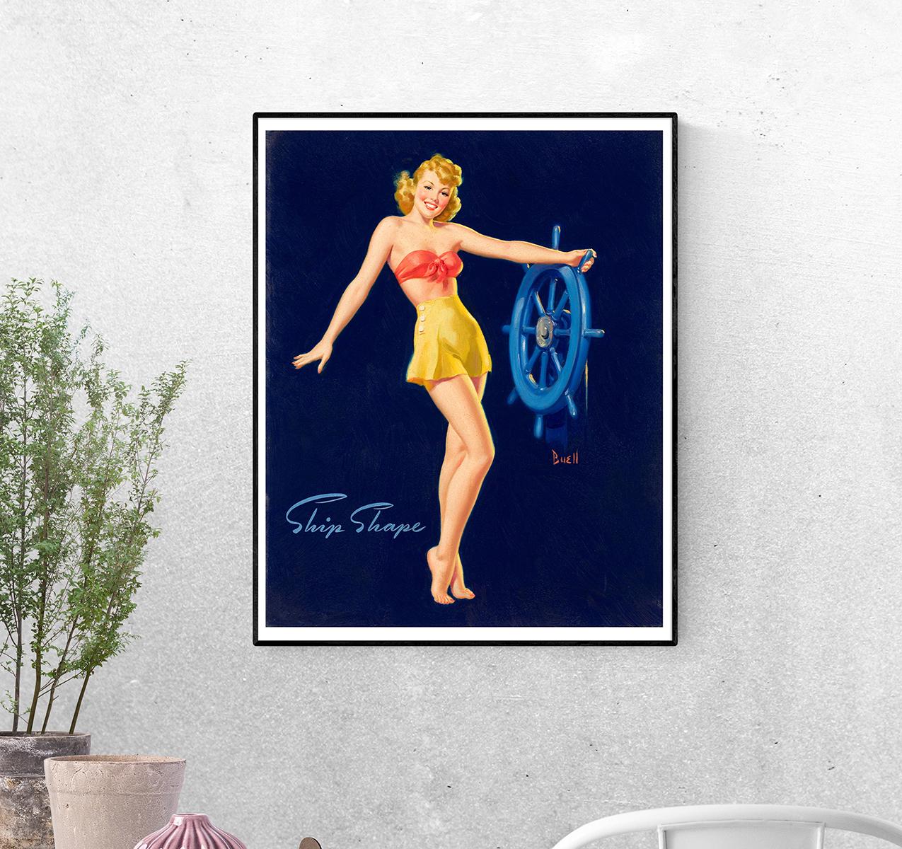 Постер Девушка у штурвала формат А-1 (pin_up0004013_Poster)