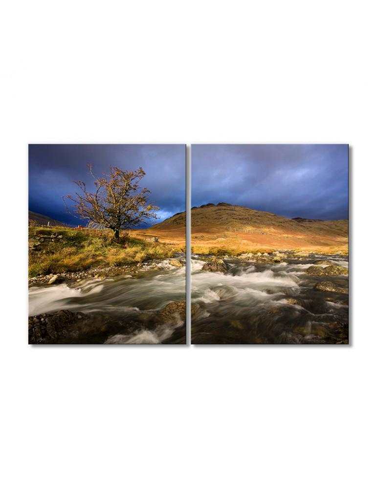 Картина модульная Природа гора бурная река 2 модуля 50x75 см