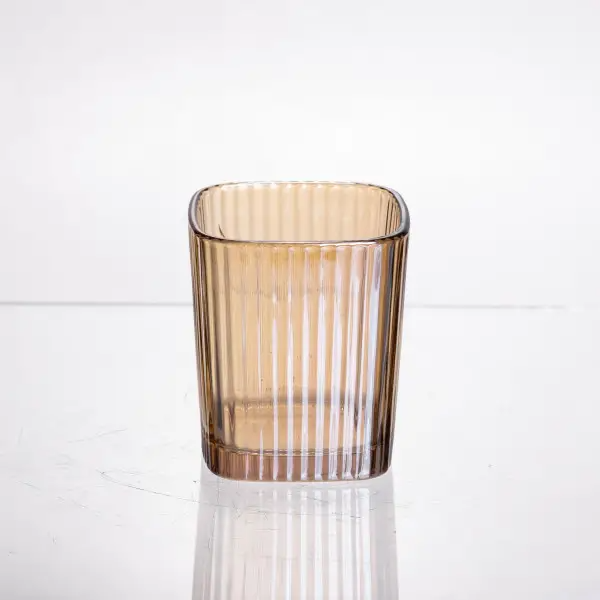 Набір склянок квадратних із товстого скла ребристих 6 шт. по 250 мл Коричневий - фото 2