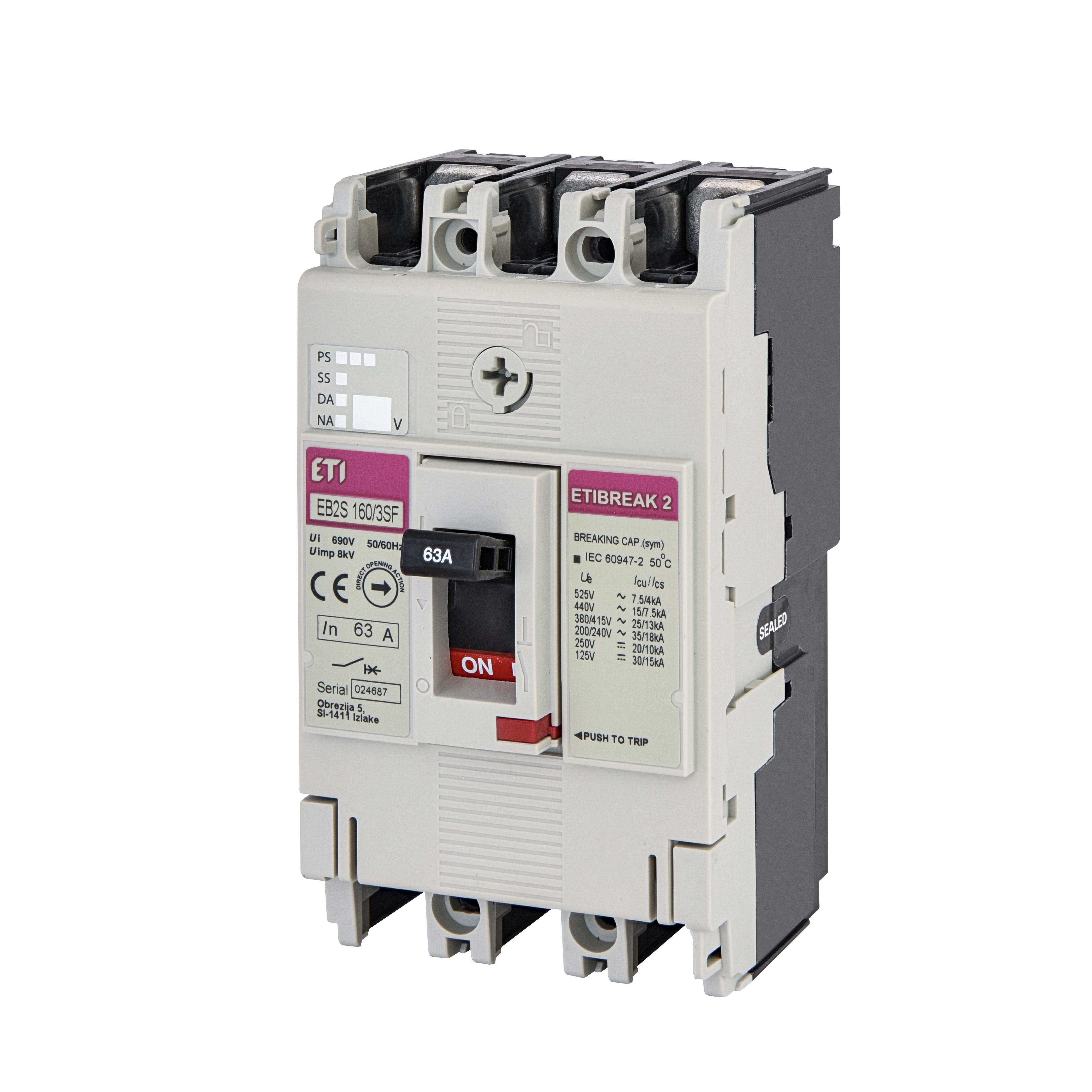 Автоматический выключатель 3P 63A 25 kA ETIBREAK EB2S 160/3SF 4671833