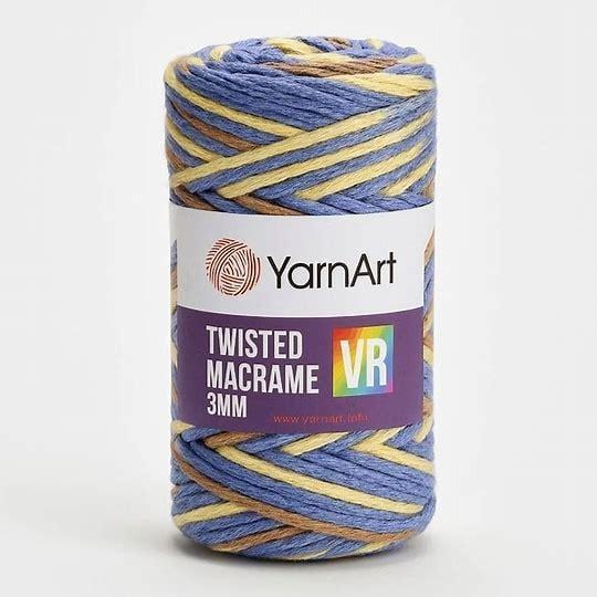 Шпагат градиент Twisted Macrame VR 3 мм 250 г Цитрусовый джинс №915