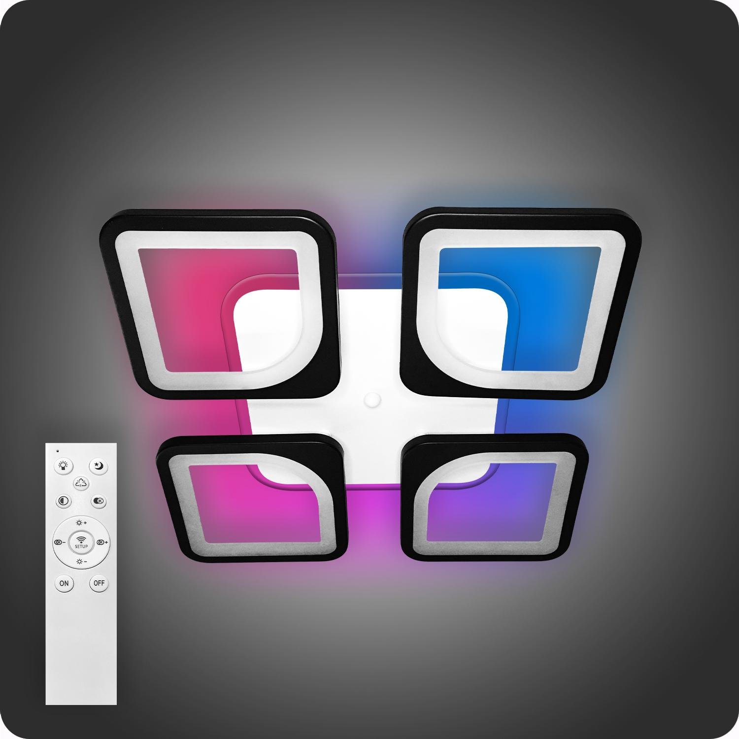 Люстра світлодіодна 517 Light 3color з пультом 96 Вт Чорний (01188)