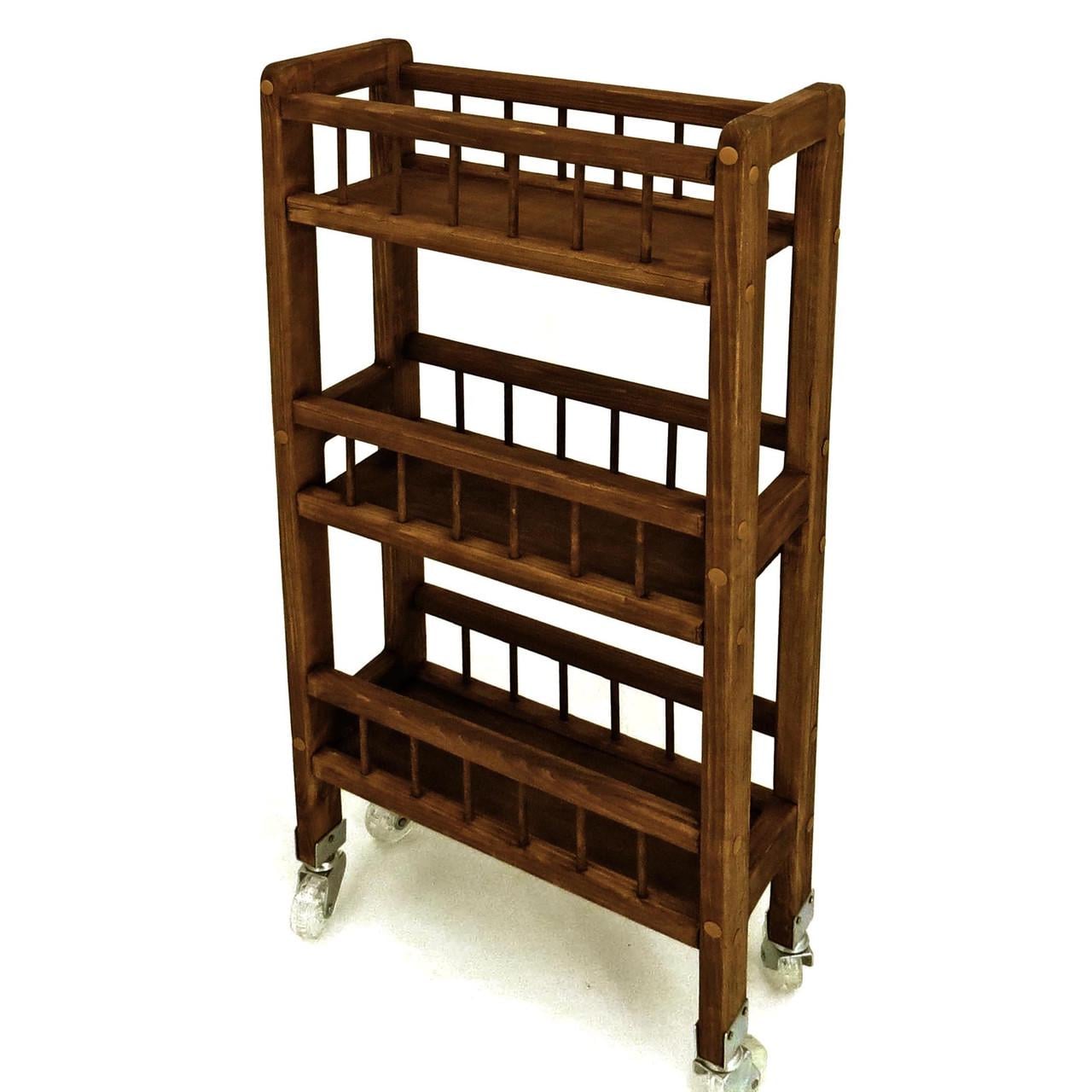 Этажерка для ванной из дерева на колесиках Ламонт Латте (АБТ-005816)