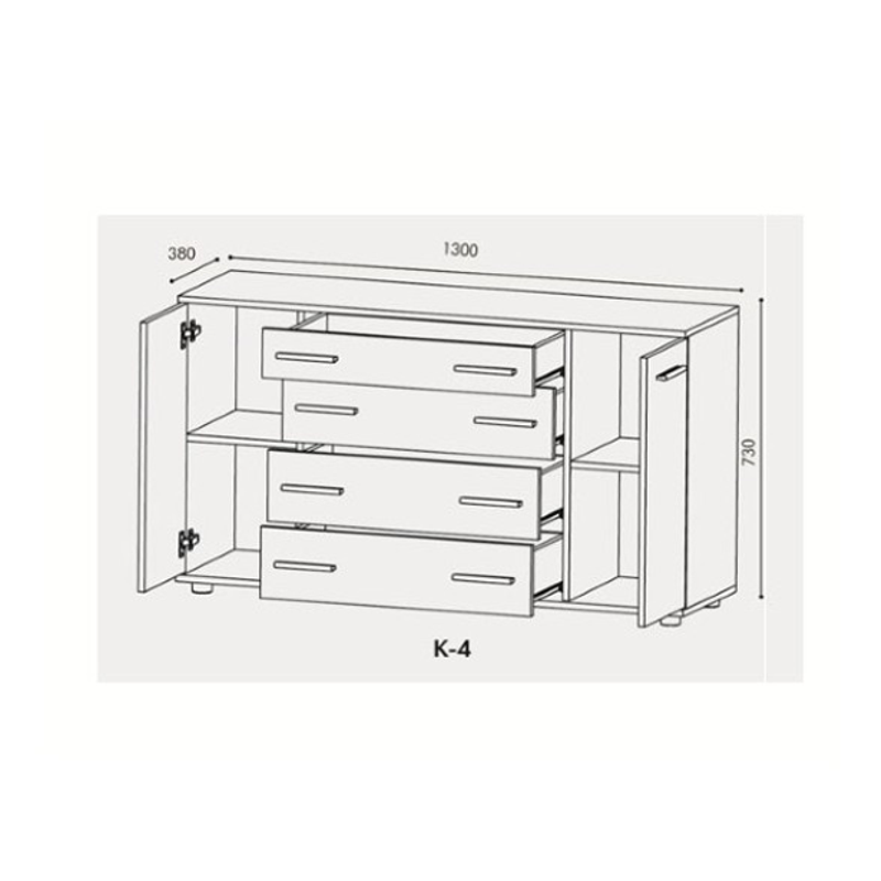 Комод для вітальні з висувними шухлядами Еверест роликові направляючі 130х38х73 см Венге темний (21880983) - фото 3 Комод для вітальні з висувними шухлядами Еверест роликові направляючі 130х38х73 см Венге темний (21880983) - фото 3