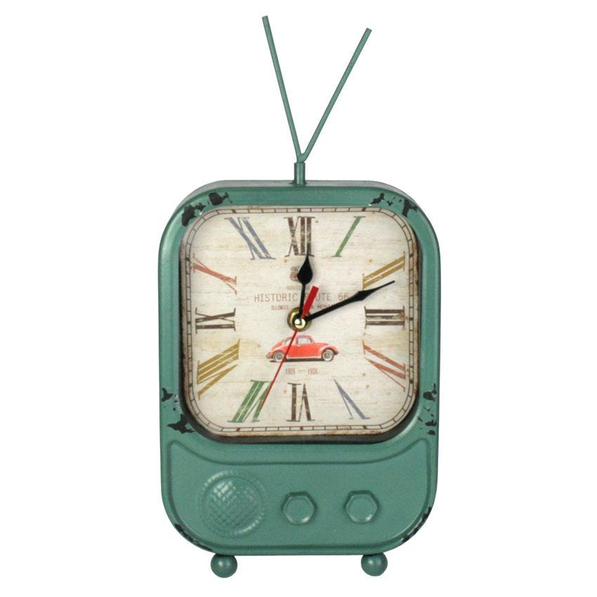 Часы настольные Ретро TV Металл 31,5х15,5х4,5 см Зеленый (20804)